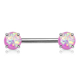 Pair of Opal Glitter Front Facing Barbell Nipple Rings