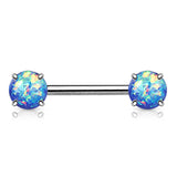 Pair of Opal Glitter Front Facing Barbell Nipple Rings