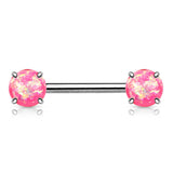 Pair of Opal Glitter Front Facing Barbell Nipple Rings