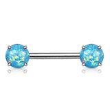 Pair of Opal Glitter Front Facing Barbell Nipple Rings