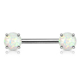 Pair of Opal Glitter Front Facing Barbell Nipple Rings