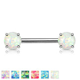 Pair of Opal Glitter Front Facing Barbell Nipple Rings