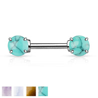 Pair of Semi Precious Stone Barbell Nipple Rings