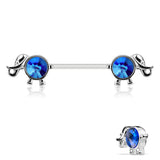 Pair of Round CZ Elephant Barbell Nipple Rings