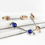 Pair of Round CZ Elephant Barbell Nipple Rings
