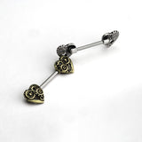 Pair of Heart Steampunk Barbell Nipple Rings