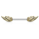 Pair of Angel Wings Barbell Nipple Rings