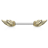 Pair of Angle Wing 316L Surgical Steel Barbell Nipple Rings