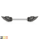 Pair of Angel Wings Barbell Nipple Rings