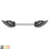 Pair of Angle Wing 316L Surgical Steel Barbell Nipple Rings