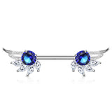 Pair of Angel Wings CZ Barbell Nipple Rings