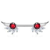 Pair of Angel Wings CZ Barbell Nipple Rings