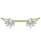 Pair of Angel Wings CZ Barbell Nipple Rings