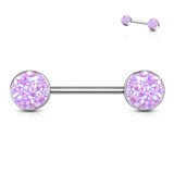 Pair Of Druzy Stone  316L Surgical Steel Barbell Nipple Rings