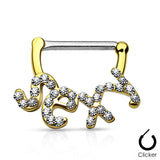 Pair of Crystal Paved "Sexy" 316L Surgical Steel Nipple Clicker