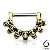 Pair of Lined Skull 316L Surgical Steel Nipple Clicker