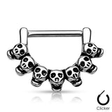 Pair of Lined Skull 316L Surgical Steel Nipple Clicker