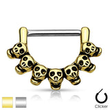 Pair of Lined Skull 316L Surgical Steel Nipple Clicker