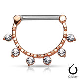 Pair of CZ Hanging Beaded Line Surgical Steel Nipple Rings Clickers