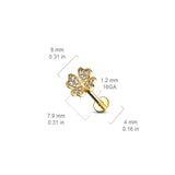 Micro CZ Paved Shamrock Top Internally Threaded Labret Tragus Snug Ear Cartilage Helix Studs