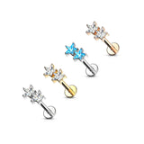 Twin CZ Star Internally Threaded Labret Tragus Snug Ear Cartilage Helix Studs