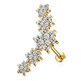 Five Double Tiered CZ Top Labret Monroe Ear Cartilage Studs
