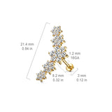 Five Double Tiered CZ Top Labret Monroe Ear Cartilage Studs