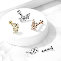 Micro CZ Paved Leaf Labret Tragus Snug Ear Cartilage Helix Studs