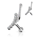 Double Lined CZ Paved Curve Labret Tragus Snug Ear Cartilage Helix Studs