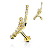 Double Lined CZ Paved Curve Labret Tragus Snug Ear Cartilage Helix Studs