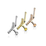 Double Lined CZ Paved Curve Labret Tragus Snug Ear Cartilage Helix Studs