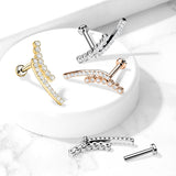 Double Lined CZ Paved Curve Labret Tragus Snug Ear Cartilage Helix Studs