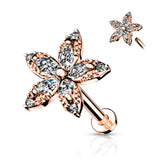 Marquise Flower CZ Labret Tragus Snug Ear Cartilage Helix Studs