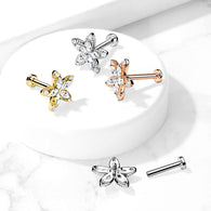 Marquise Flower CZ Labret Tragus Snug Ear Cartilage Helix Studs