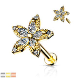 Marquise Flower CZ Labret Tragus Snug Ear Cartilage Helix Studs