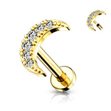 CZ Paved Crescent Moon Top Lip Labret Monroe Ear Cartilage Tragus