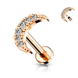 CZ Paved Crescent Moon Top Lip Labret Monroe Ear Cartilage Tragus