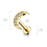 CZ Paved Crescent Moon Top Lip Labret Monroe Ear Cartilage Tragus
