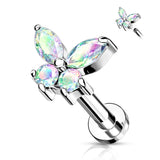 CZ Butterfly Top Lip Labret Monroe Ear Cartilage Tragus