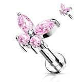 CZ Butterfly Top Lip Labret Monroe Ear Cartilage Tragus