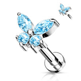 CZ Butterfly Top Lip Labret Monroe Ear Cartilage Tragus