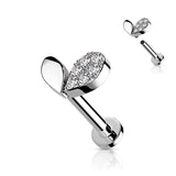 Sprout Heart CZ Top Internally Threaded Labret Tragus Helix Ear Cartilage Studs