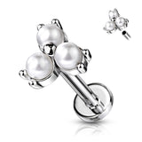 Pearl Prong Set Top Lip Labret Monroe Ear Cartilage Tragus