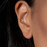 Paved CZ Lightning Bolt Top Labret Tragus Snug Ear Cartilage Helix Studs