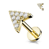 Paved CZ Chevron Arrow Top Labret Tragus Snug Ear Cartilage Helix Studs