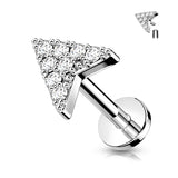 Paved CZ Chevron Arrow Top Labret Tragus Snug Ear Cartilage Helix Studs