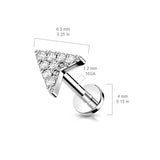 Paved CZ Chevron Arrow Top Labret Tragus Snug Ear Cartilage Helix Studs