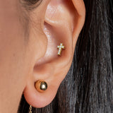 Paved CZ Cross Top Labret Tragus Snug Ear Cartilage Helix Studs