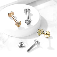 Diamond Embossed Heart Top Labret Tragus Snug Ear Cartilage Helix Studs