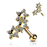 5 CZ Triple Star Top Lip Labret Monroe Ear Cartilage Tragus